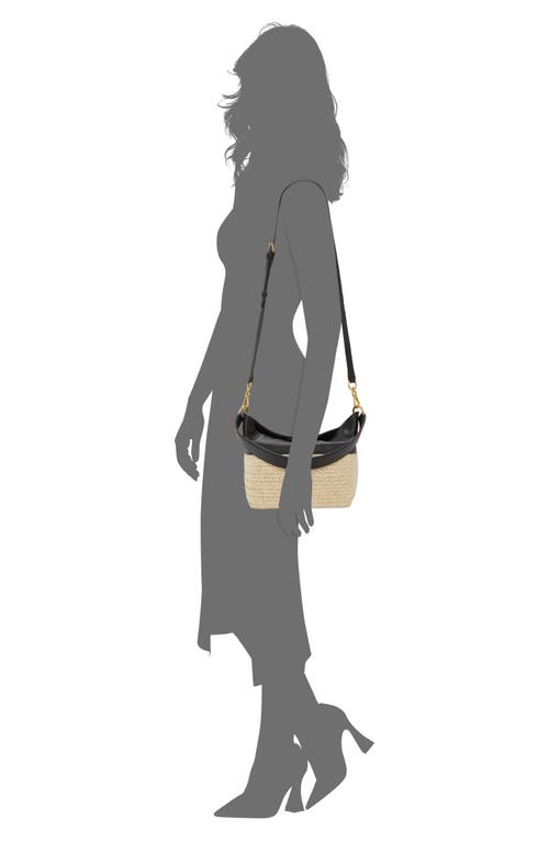 Vince Camuto Liann Woven Straw & Leather Shoulder Bag In Oxford 01