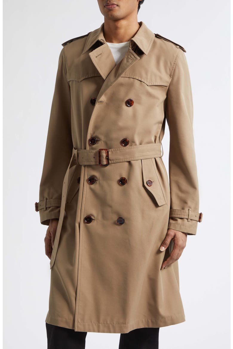 Foxfield Water Resistant Cotton Gabardine Trench Coat, Alternate, color, POPLAR