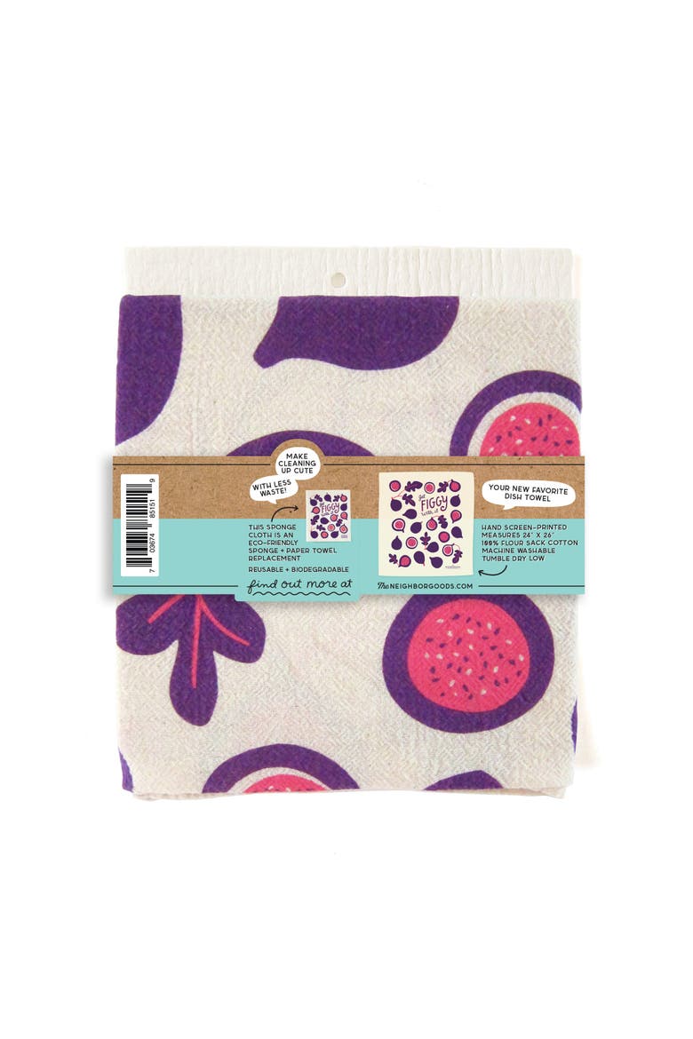 Fig Dish Towel + Sponge Cloth Gift Set, Alternate, color, Purple