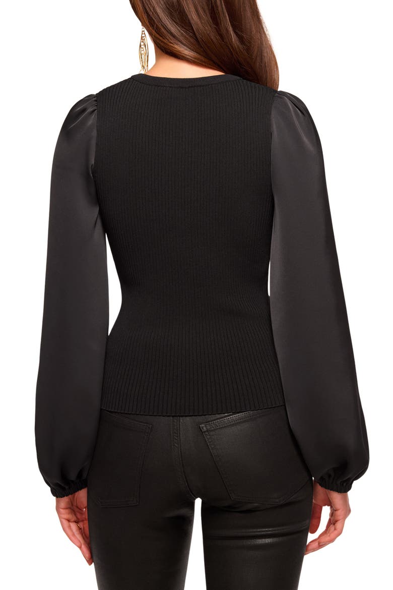 Shelly Mixed Media Top, Alternate, color, BLACK