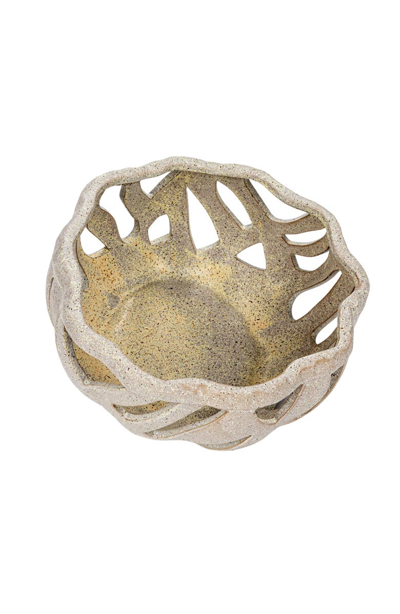 Storied Home Speckled Stoneware Bread Basket with Reactive Glaze, Cream, Main, color, Cream