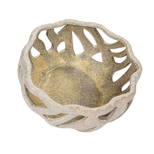 Storied Home Speckled Stoneware Bread Basket With Reactive Glaze, Cream In Neutral