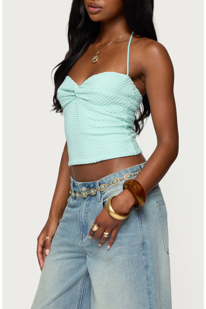 Zoee Textured Halter Top, Alternate, color, AQUA