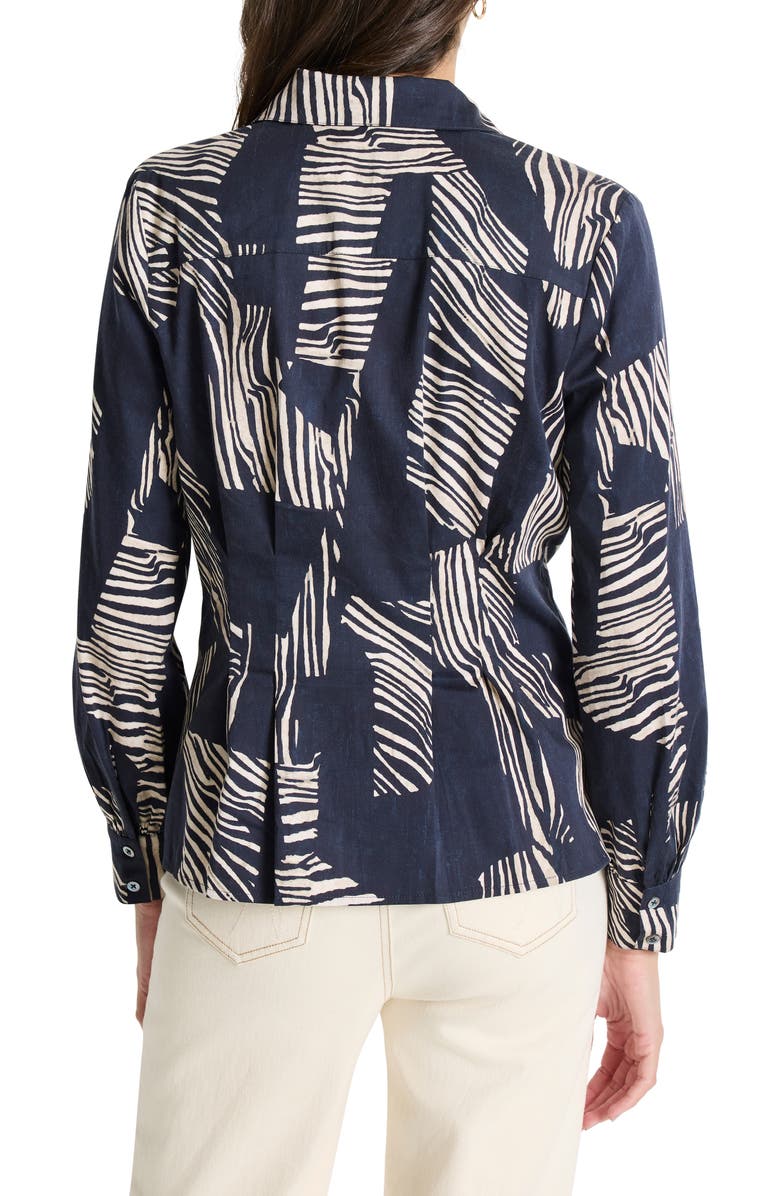 NIC+ZOE Zebra Stripe Stretch Cotton Button-Up Shirt, Alternate, color, 