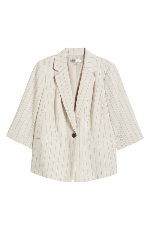 KASPER KASPER STRIPE ONE-BUTTON BLAZER 