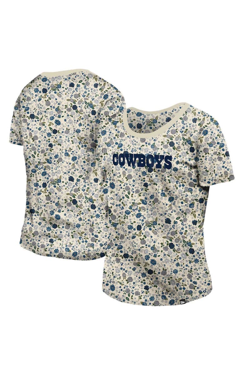 New Era Women's New Era Cream Dallas Cowboys Glam Game Floral T-Shirt, Main, color, Cream