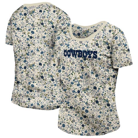Women's New Era Cream Dallas Cowboys Glam Game Floral T-Shirt