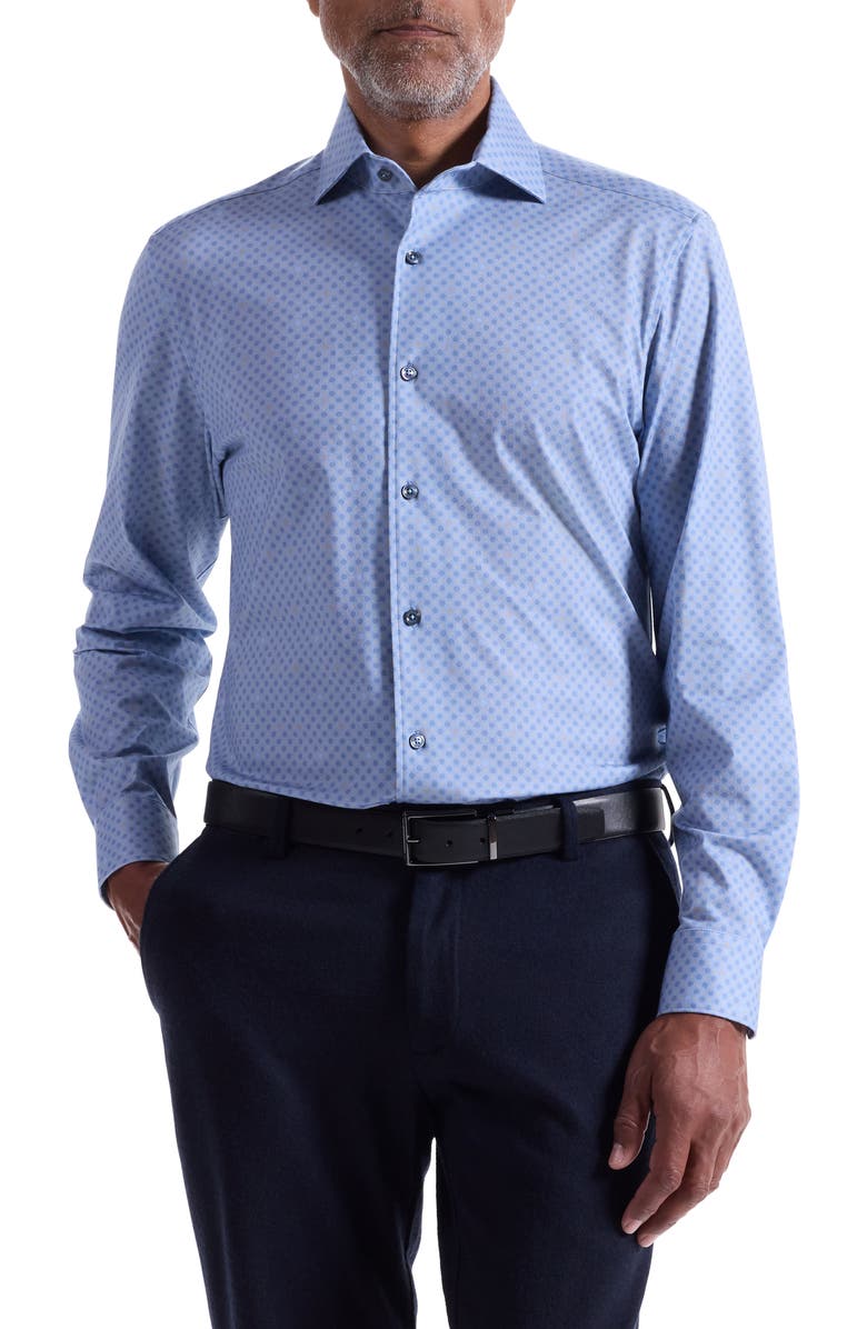 Bugatchi Devon OoohCotton<sup>®</sup> Dot Button-Up Shirt, Main, color, Air Blue