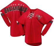 FANATICS Women's Fanatics Branded Red Tampa Bay Buccaneers Spirit Jersey Lace-Up V-Neck Long Sleeve T-Shirt