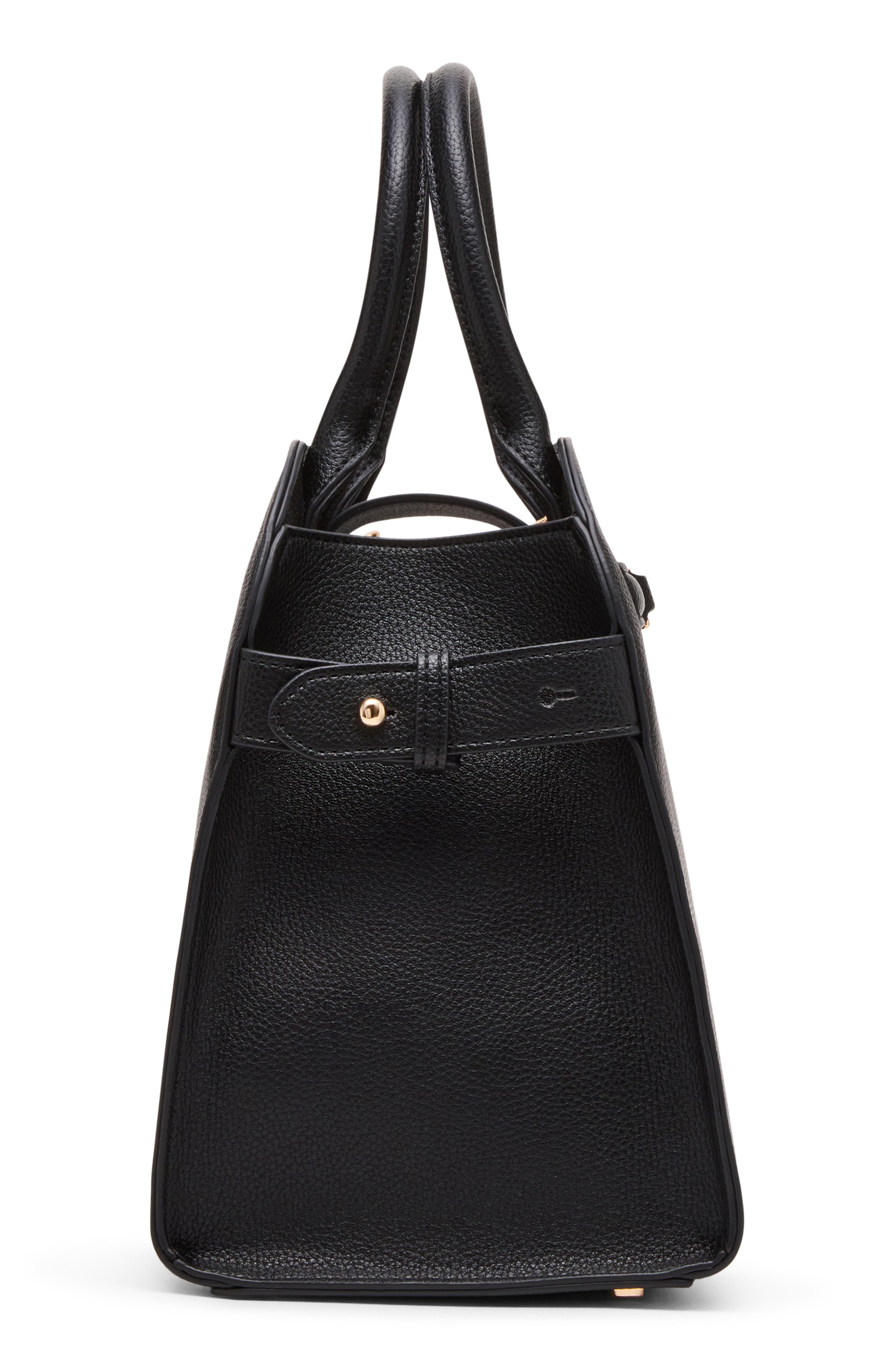 Anne Klein Medium Curved Satchel Bag, Alternate, color, Black