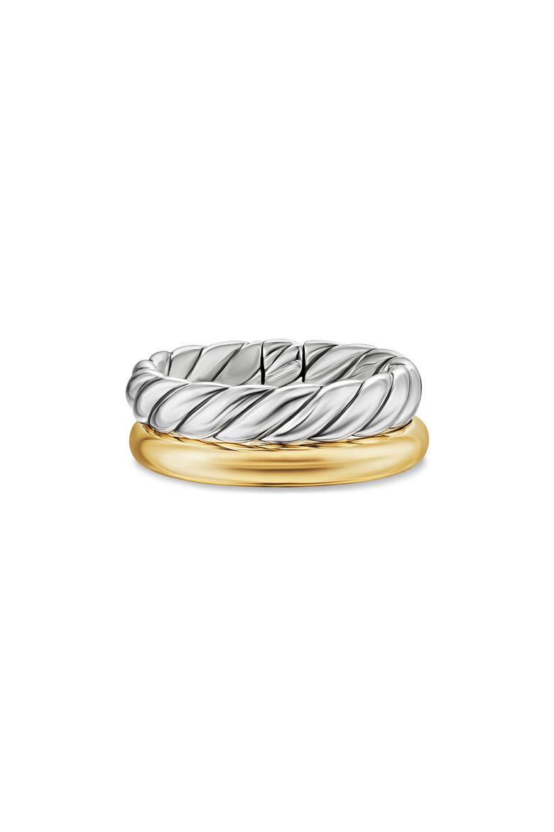 DY Mercer® Two Row Ring in Sterling Silver with 18K Yellow Gold, 8mm, Alternate, color, NO COLOR