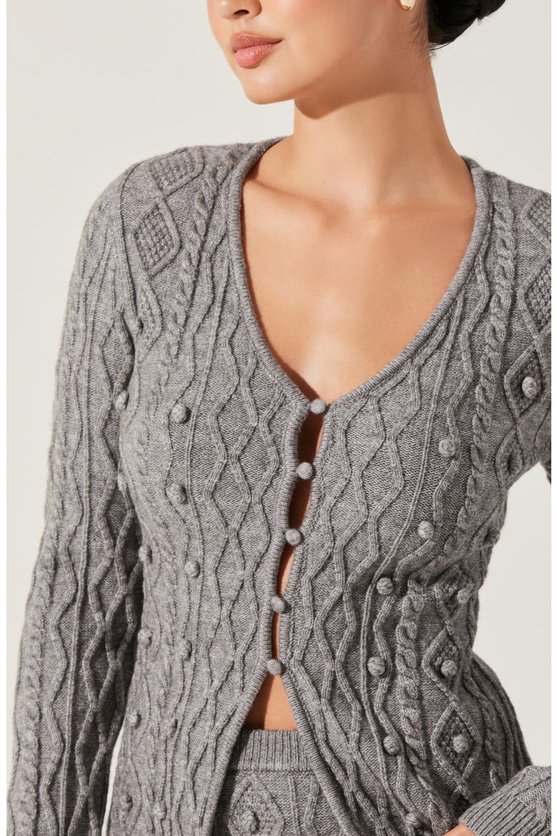 Argyle Pom Cardigan, Alternate, color, GREY