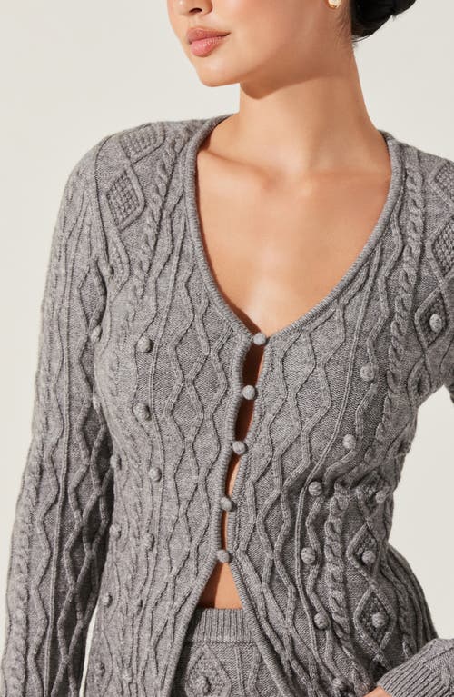 Astr The Label Argyle Pom Cardigan In Grey