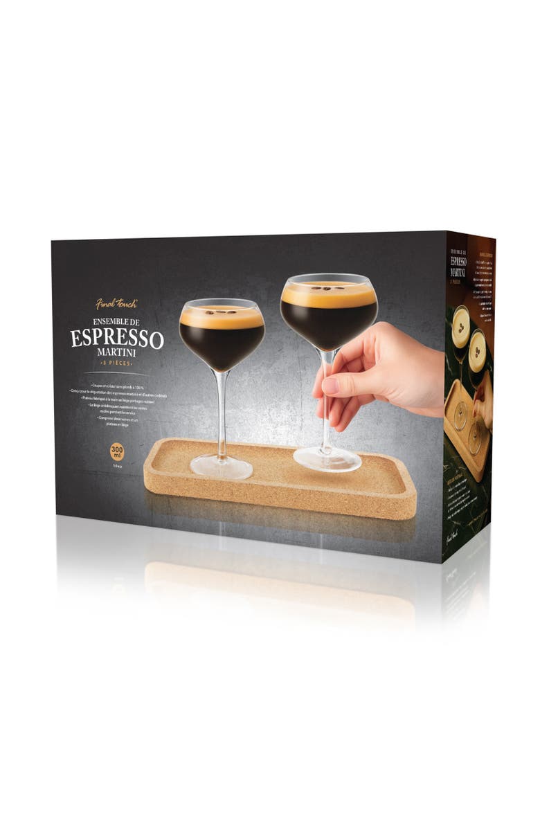 FINAL TOUCH Espresso Martini Set - 3 Pieces - 10 oz, Alternate, color, Clear