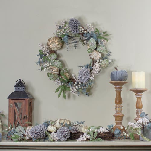 Northlight Neutral Colored Pumpkin And Pine Cones Fall Harvest Wreath In Multi