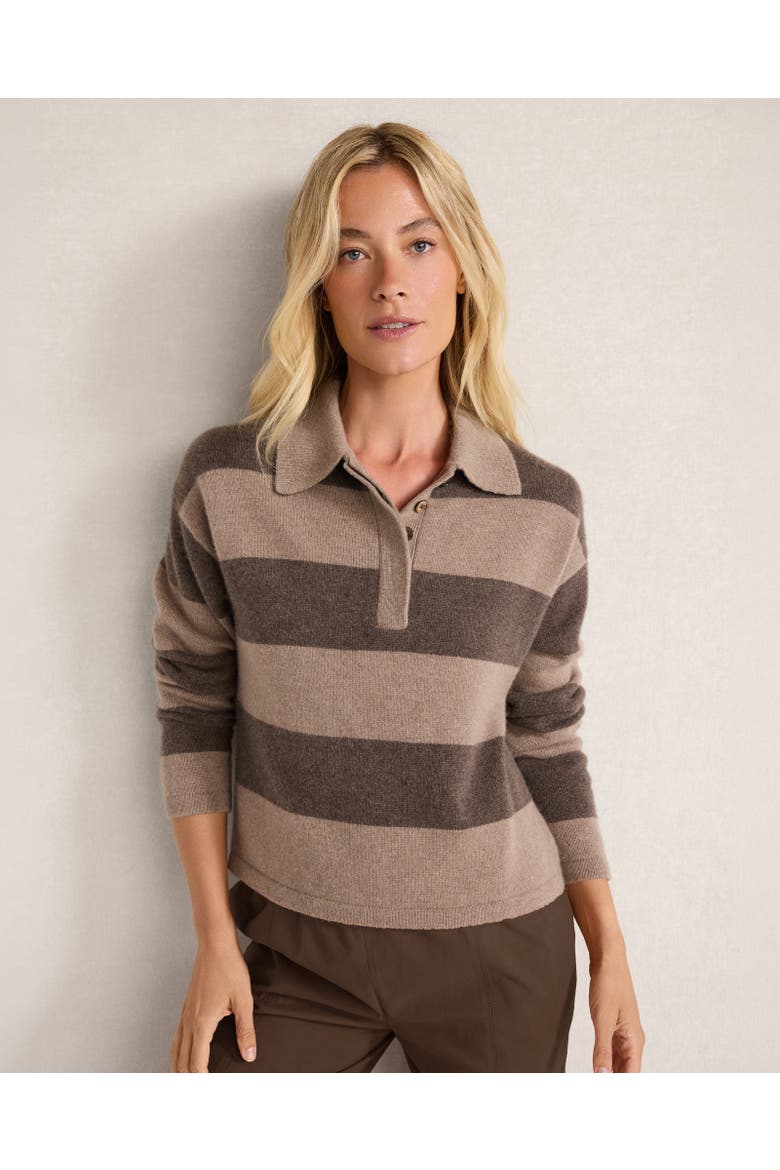 Cashmere Rugby Striped Sweater, Main, color, Carbon Hthr/Dk Driftwood