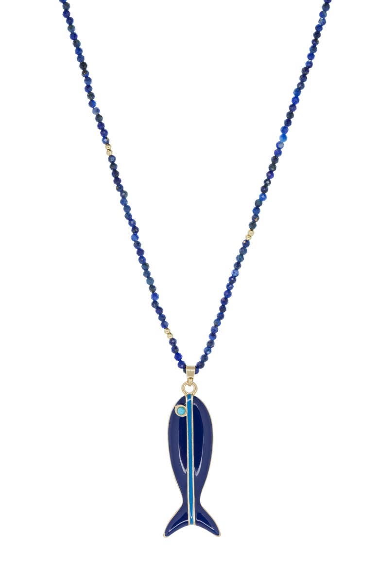 Marina Fish Pendant Necklace, Main, color, LAPIS