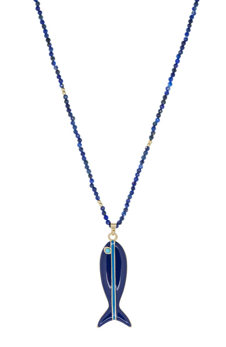 MARLYN SCHIFF Marina Fish Pendant Necklace, Main, color, Lapis