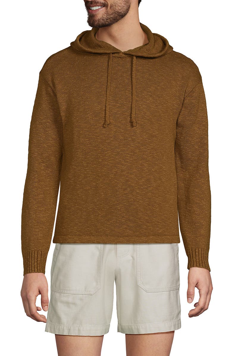 Lands' End Textural Slub Hoodie Sweater, Main, color, Coriander