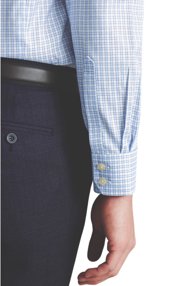 Charles Tyrwhitt Non-Iron Twill Check Shirt, Alternate, color, Cornflower Blue