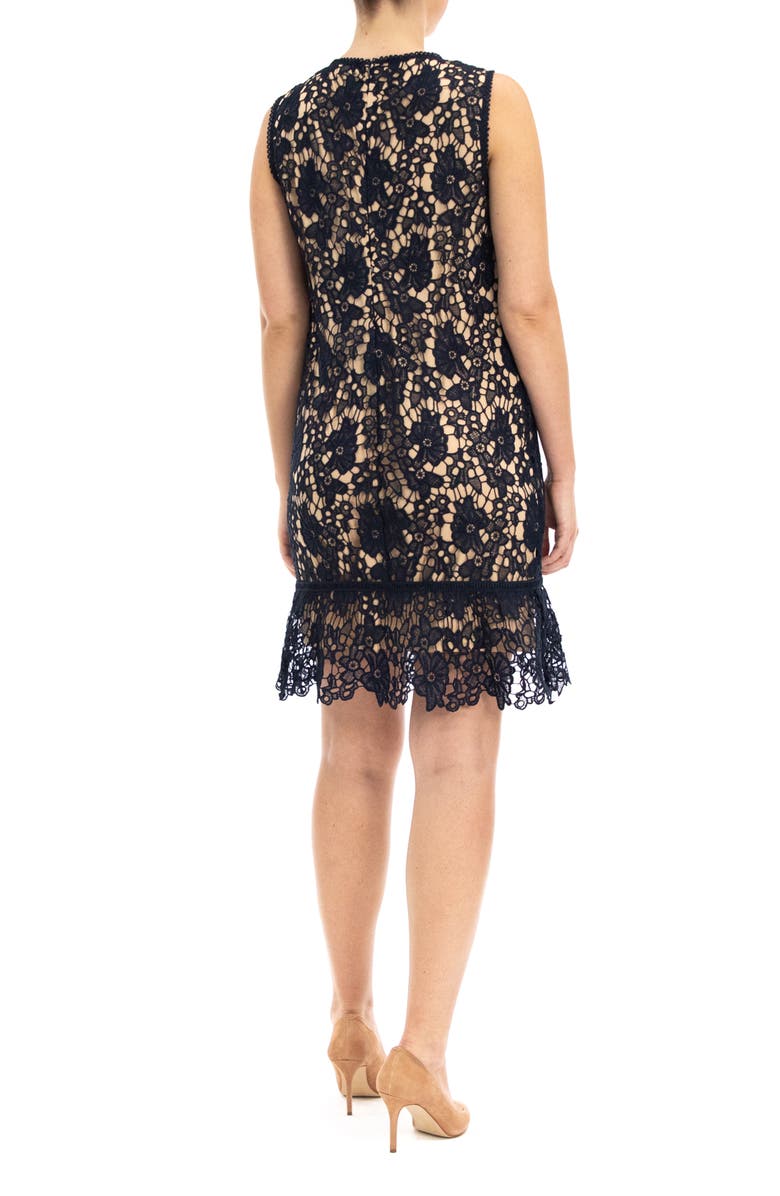 Nina Leonard Sleeveless Lace Dress, Alternate, color, Navy