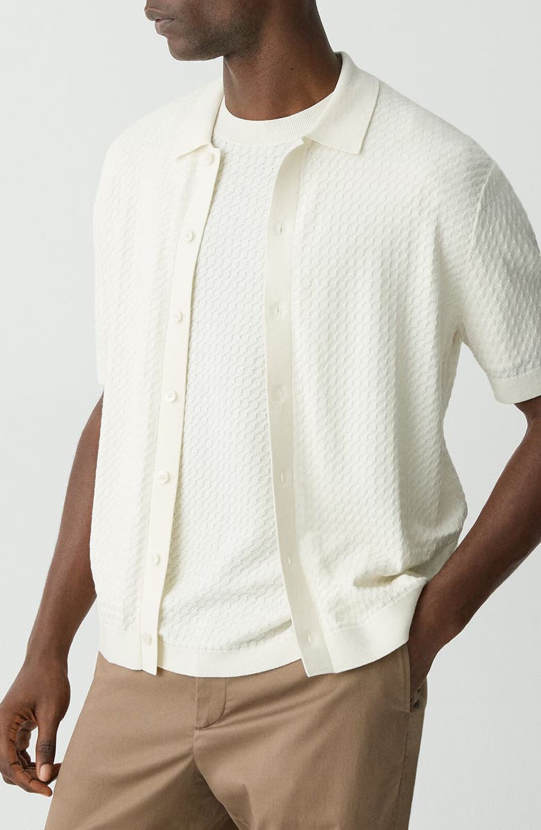Theory Cairn Short Sleeve Organic Cotton Button-Up Shirt, Alternate, color, Eggshell