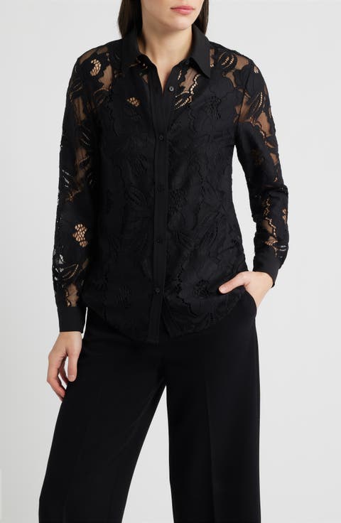 Lace Button-Up Shirt