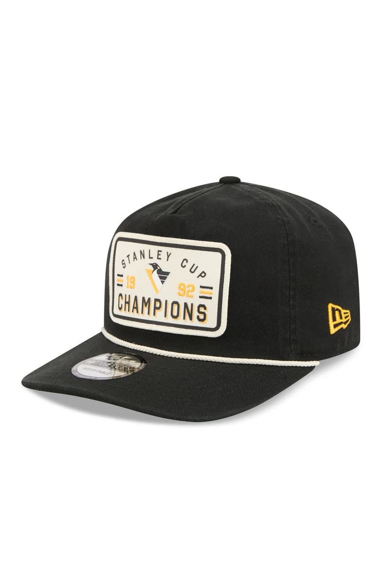 Men's New Era  Black Pittsburgh Penguins Throwback Stanley Cup Champions Side Patch 19TWENTY Adjustable Hat, Alternate, color, Black