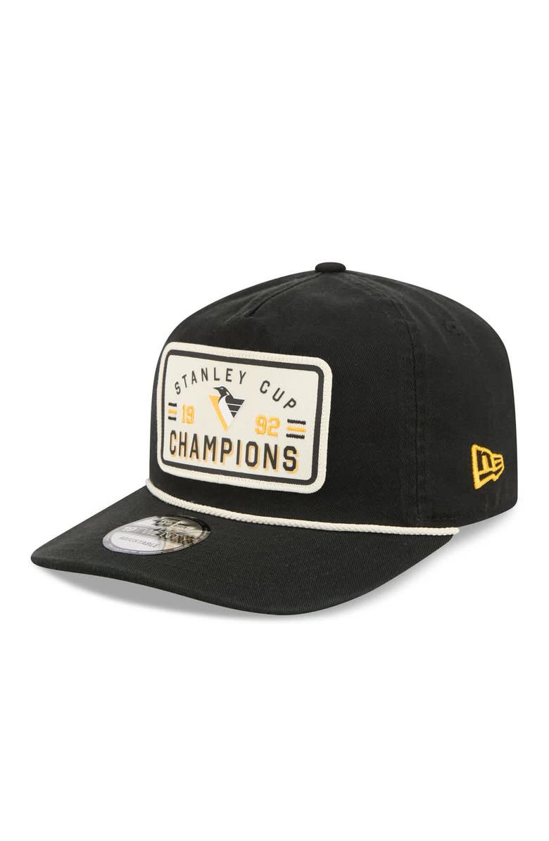 New Era Men's New Era Black Pittsburgh Penguins Throwback Stanley Cup Champions Side Patch 19TWENTY Adjustable Hat, Alternate, color, Black