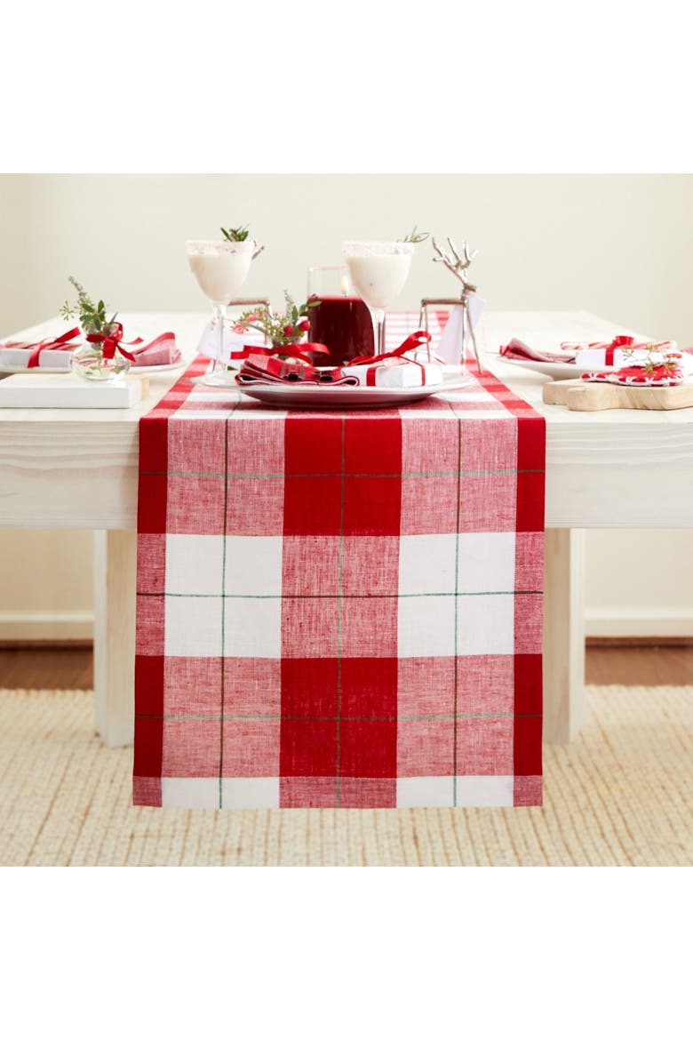 Linen Table Runner - Very Merry Plaid, Main, color, Very Merry