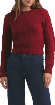 Favorite Daughter Wool & Cashmere Blend Cable Crewneck Sweater
