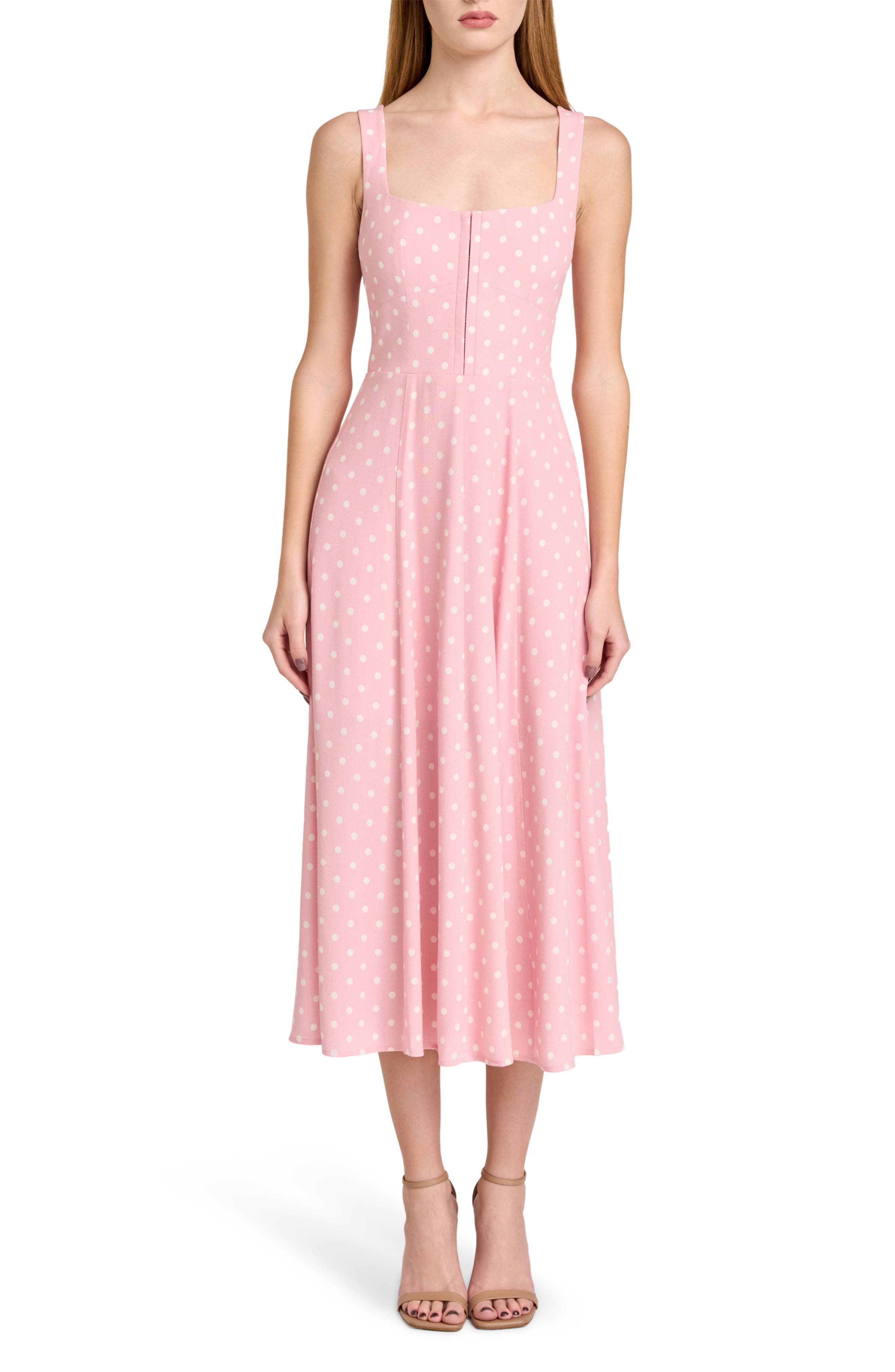 Leonie Polka Dot Corset Midi Dress