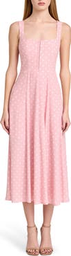 WAYF Leonie Polka Dot Corset Midi Dress