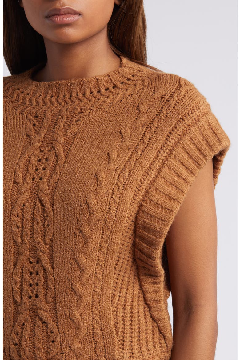 Cable Stitch Sweater, Alternate, color, NUTMEG