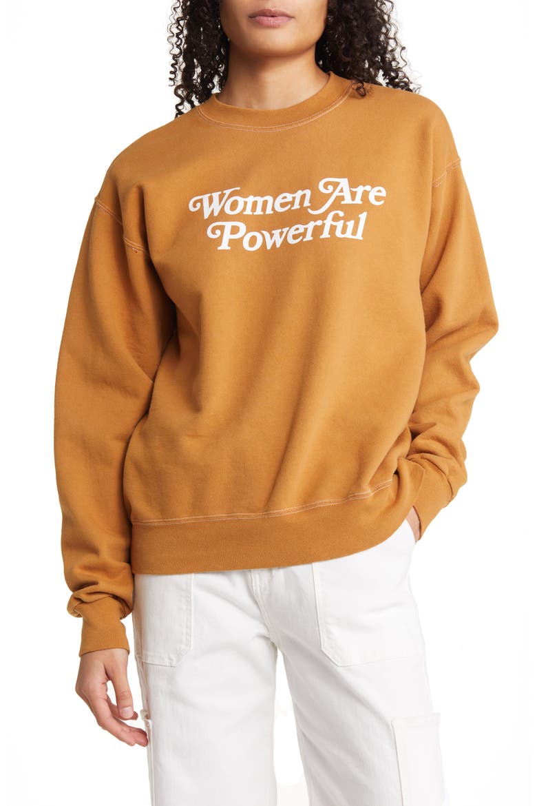 Gender Inclusive Women Are Powerful Graphic Sweatshirt, Main, color, OCHRE