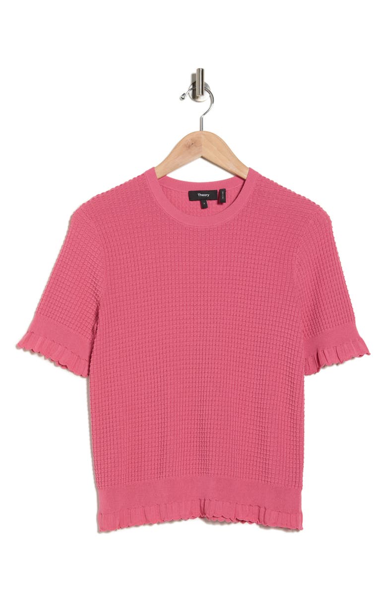 Theory Bristol Lace Trim Waffle Knit Sweater Top, Alternate, color, Chrysanthemum