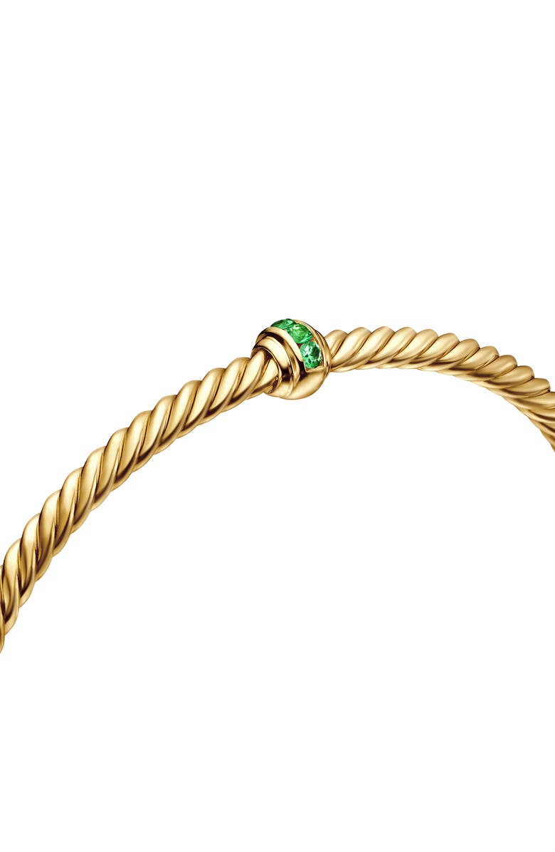 David Yurman Classic Cablespira<sup>®</sup> Station Bracelet in 18K Yellow Gold with Pavé Emeralds, 3mm, Alternate, color, 18K Yellow Gold