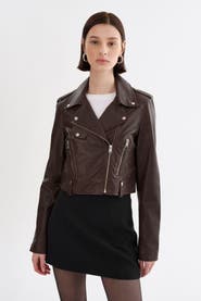 LAMARQUE Ciara | Cropped Leather Biker Jacket