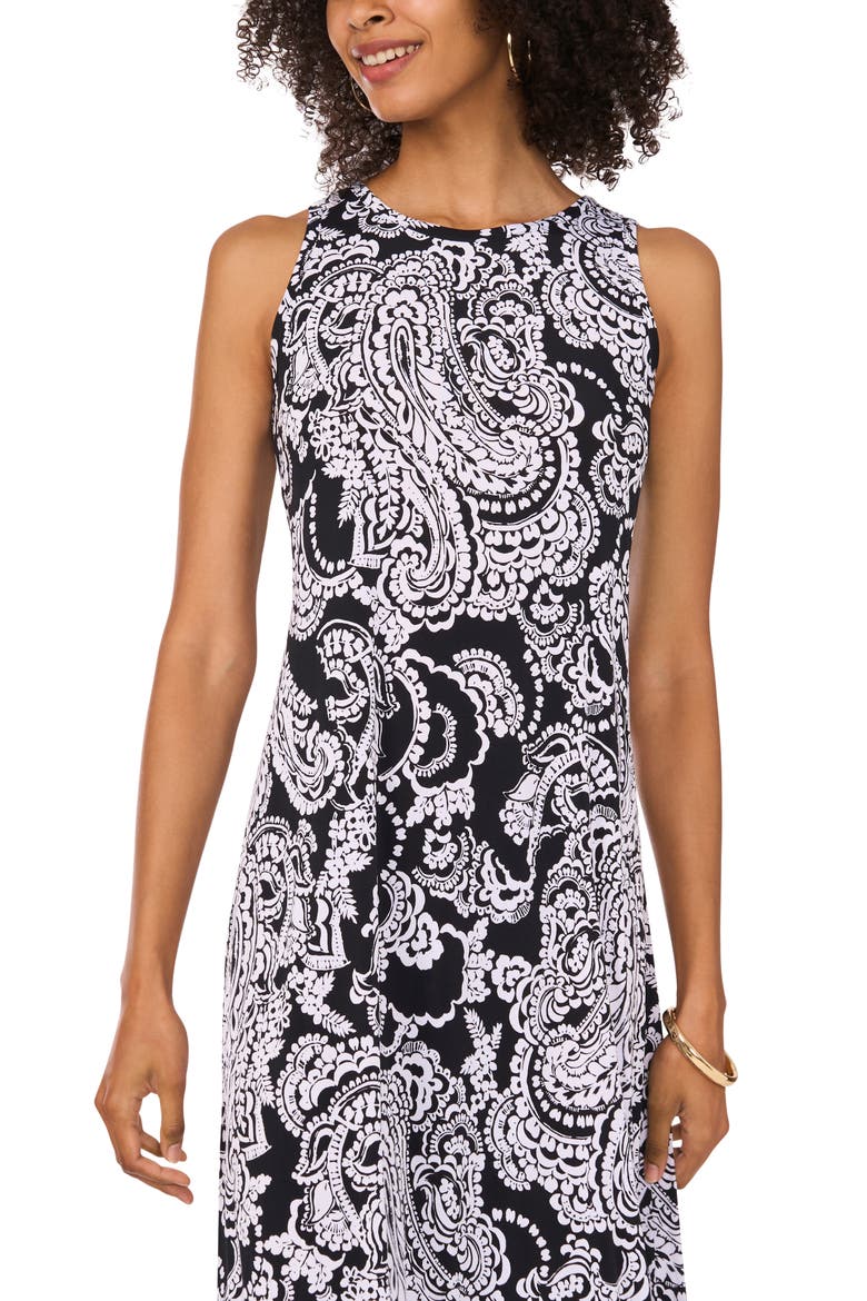 Paisley Sleeveless Jersey Maxi Dress, Alternate, color, RICH BLACK MULTI