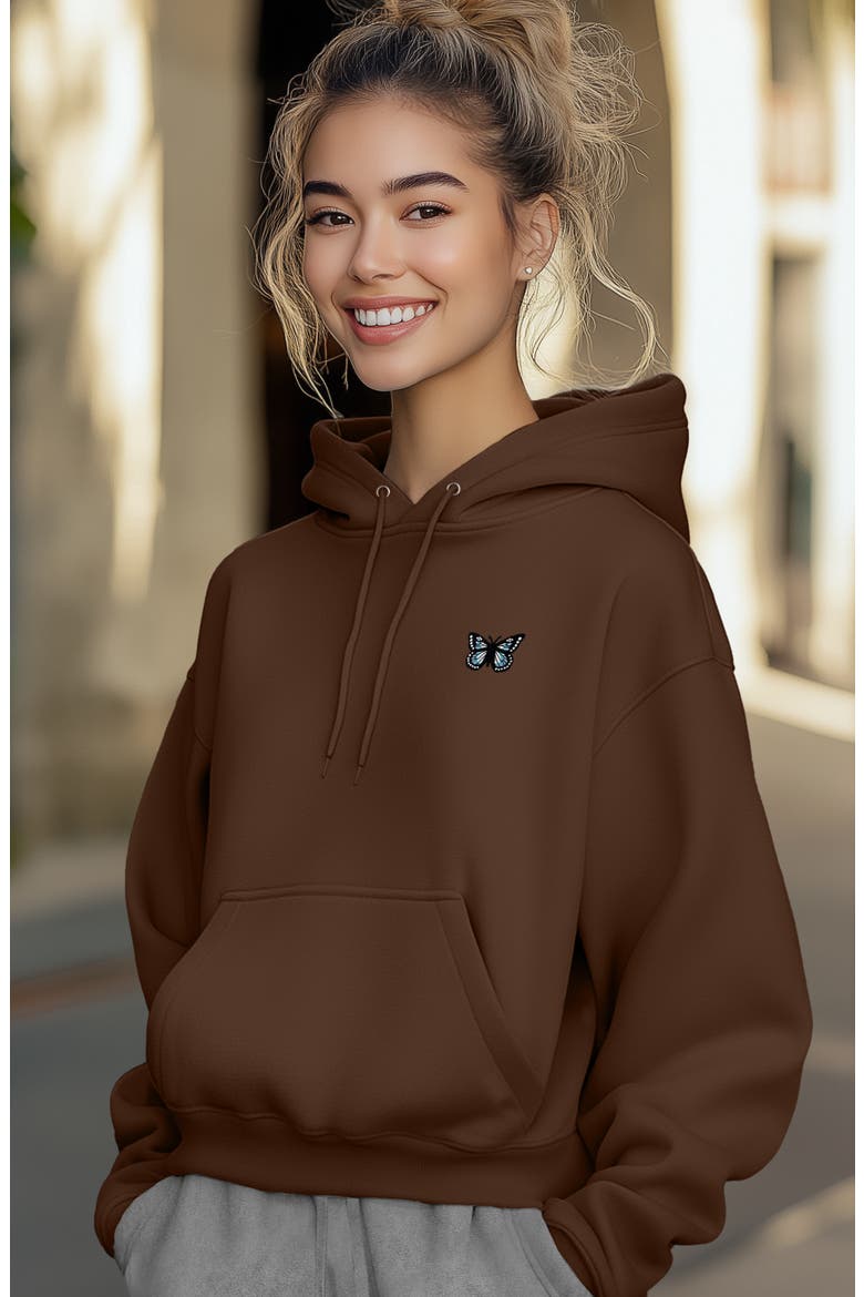 Womens Butterfly Midweight All Day Hoodie, Alternate, color, Chestnut
