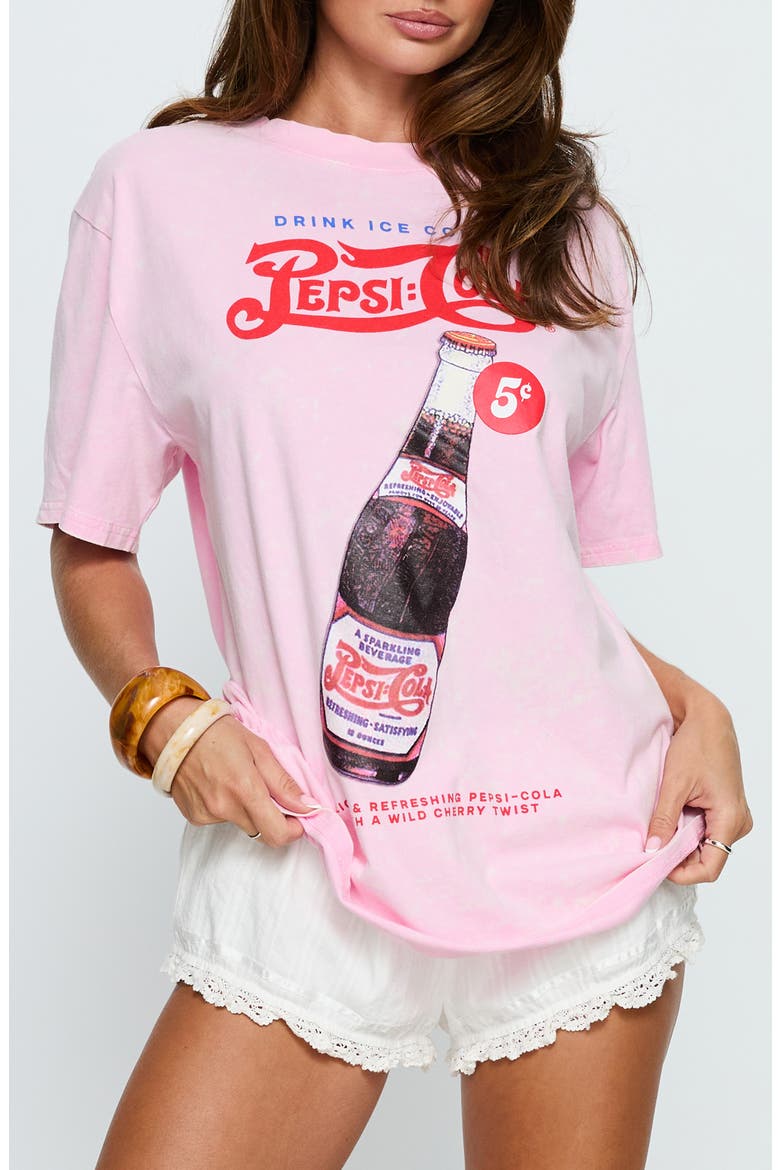 Pepsi Cola Oversize Cotton Graphic T-Shirt, Main, color, WASHED PINK