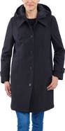 London Fog Water Resistant Bonded Raincoat with Bib Detail