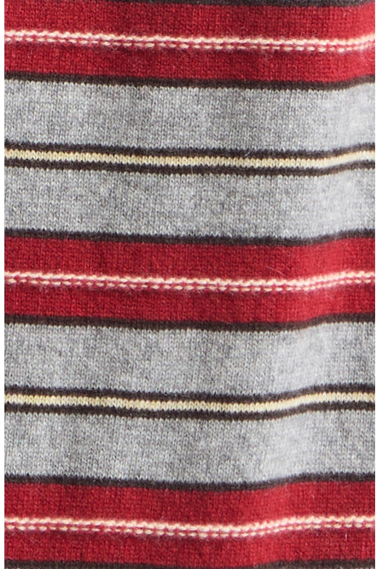 Collegiate Striped Cashmere Polo Sweater, Alternate, color, CARMINE COMBO