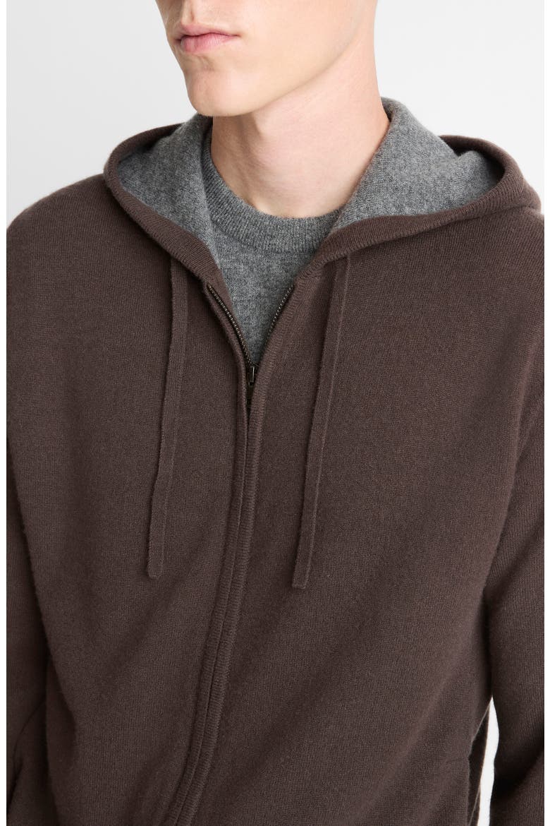 Cashmere Zip Hoodie Sweater, Alternate, color, MISSION/ MEDIUM HEATHER GREY
