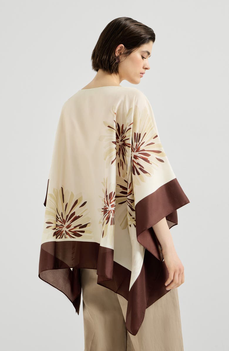 Brunello Cucinelli Bloom print poncho-style top, Alternate, color, Beige