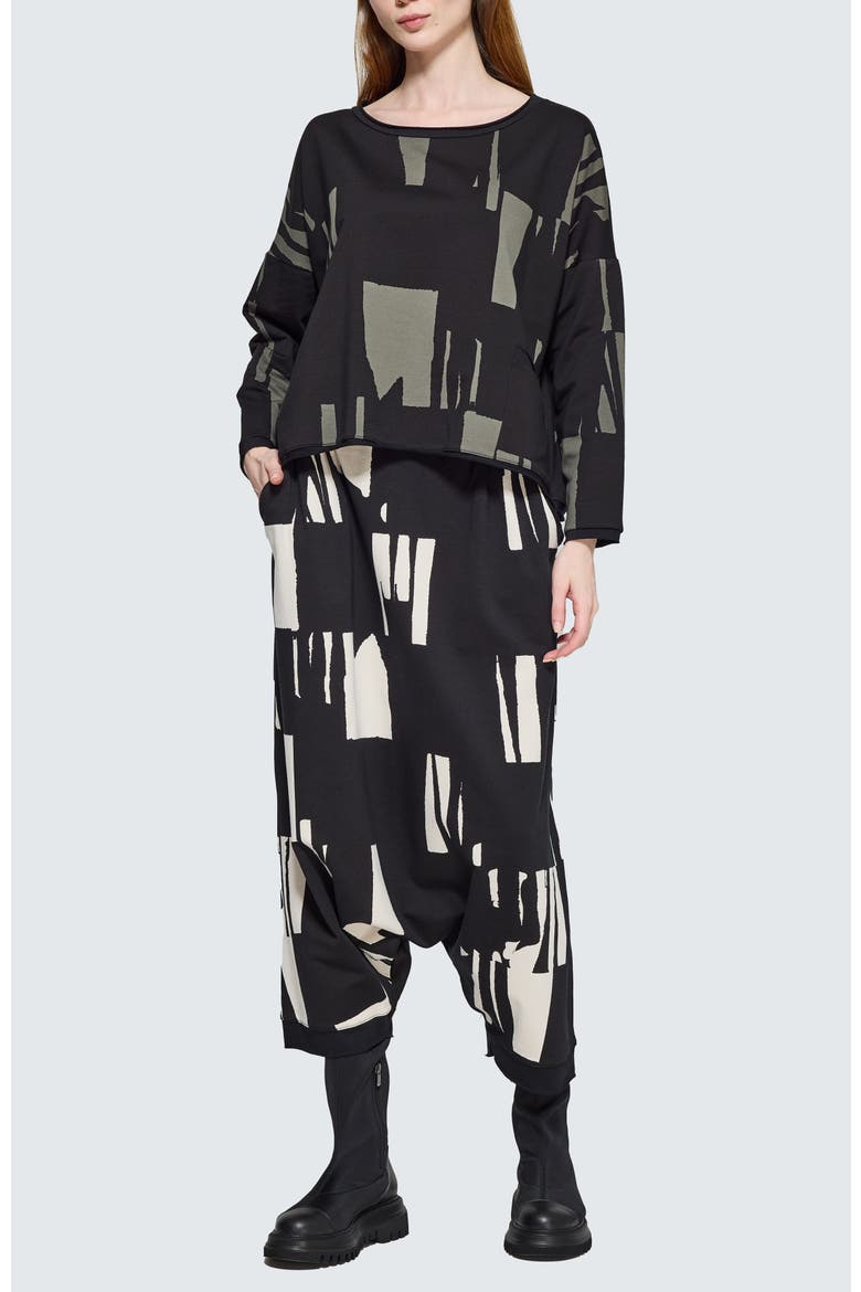Livia Printed Balloon Pants, Alternate, color, Ivory Black