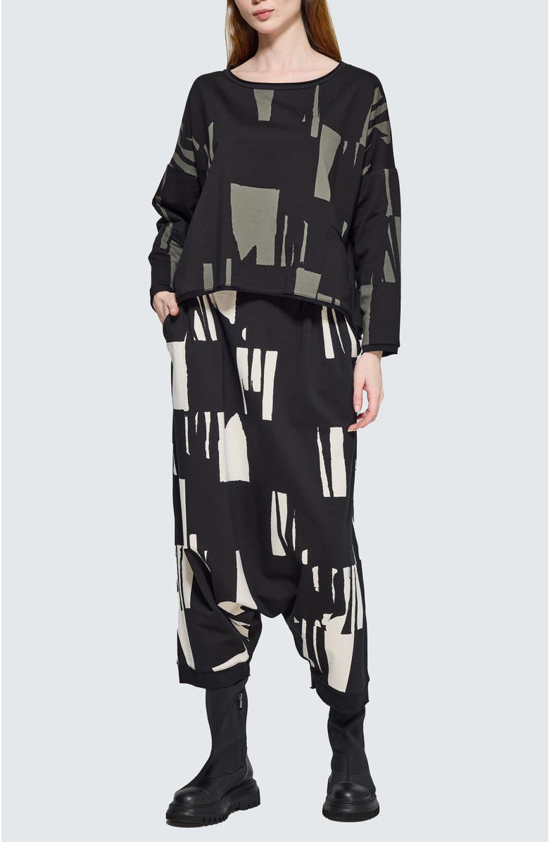 LUUKAA Livia Printed Balloon Pants, Alternate, color, Ivory Black