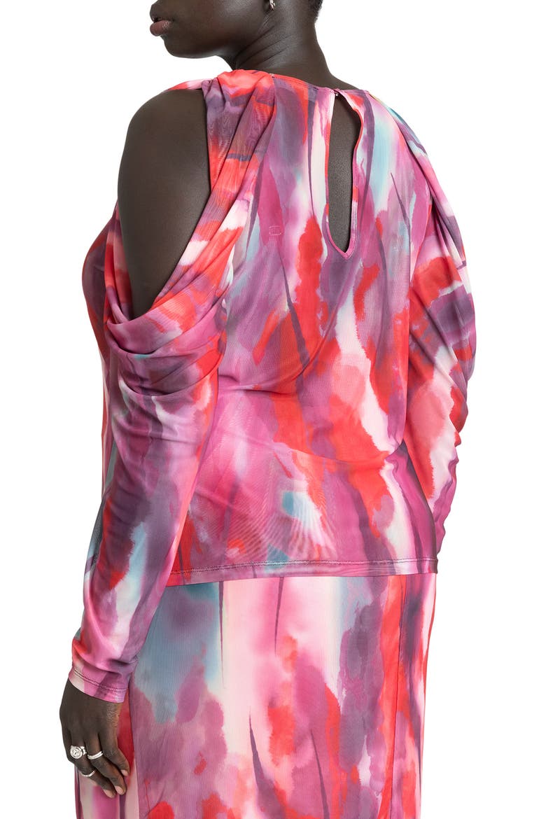 Cold Shoulder Asymmetric Top, Alternate, color, PAINTERS SUNRISE
