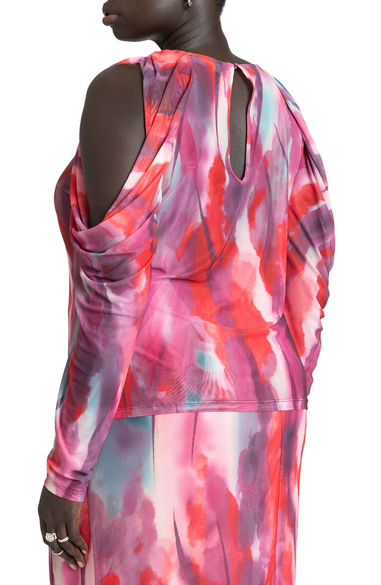 ELOQUII Cold Shoulder Asymmetric Top, Alternate, color, 