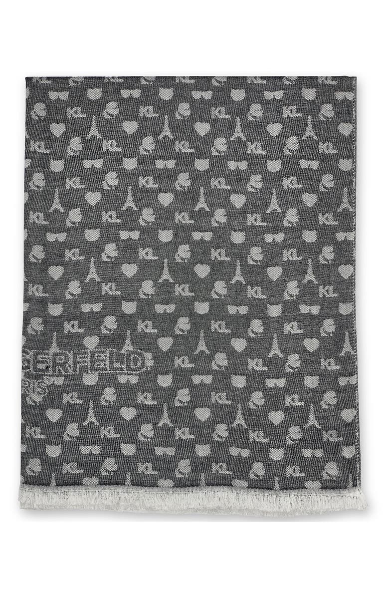 KARL LAGERFELD PARIS Karl Icon Scarf, Alternate, color, Black